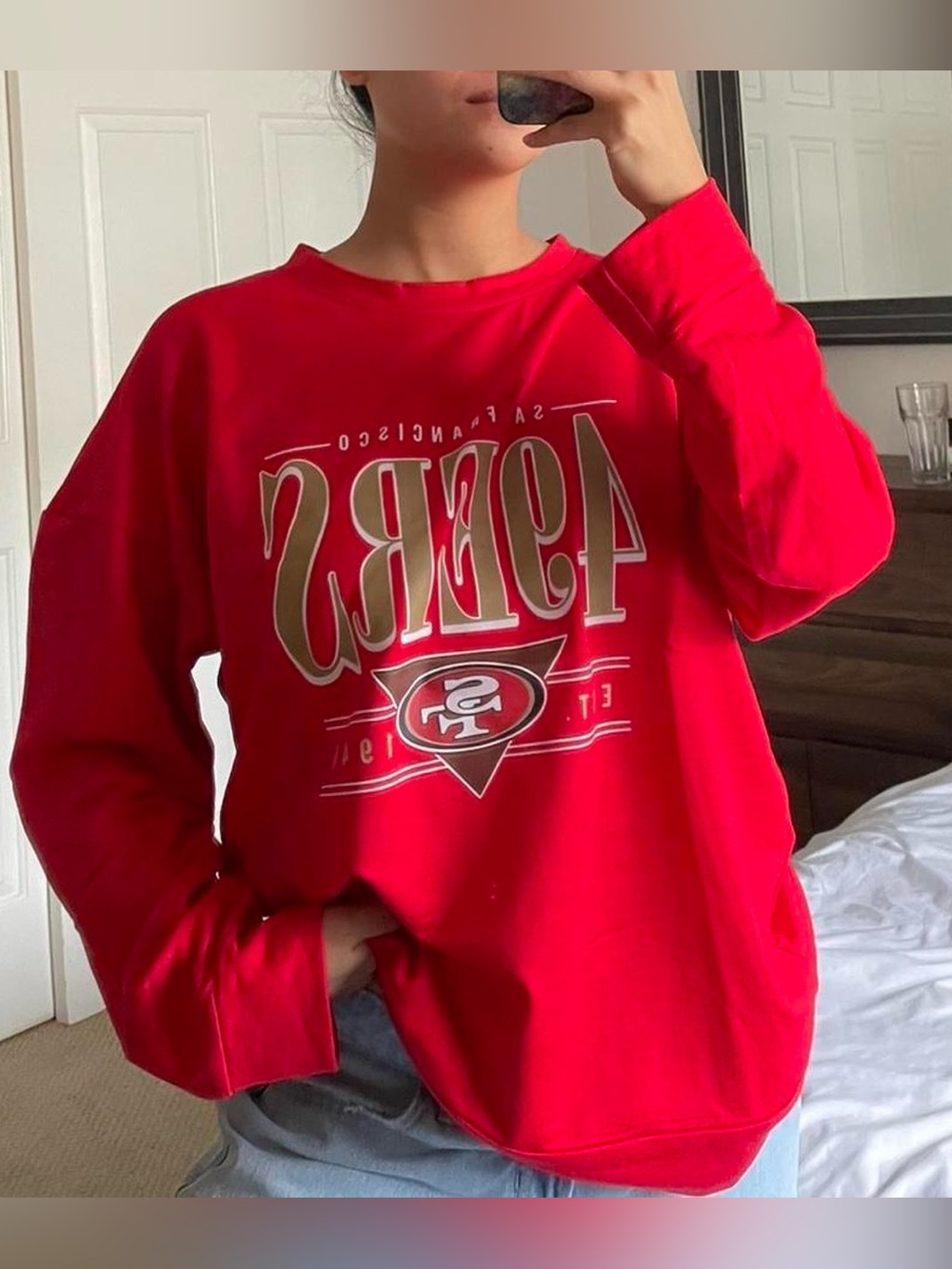 Red San Francisco 49ers long sleeve top